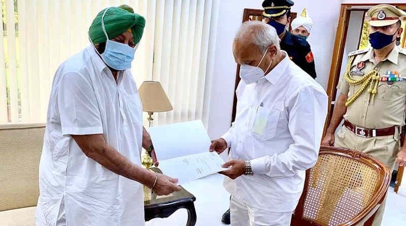 Punjab CM Amarinder Singh submitted his resignation to governor of the state on September 18, 2021. Photo: Amarinder Singh / Twitter