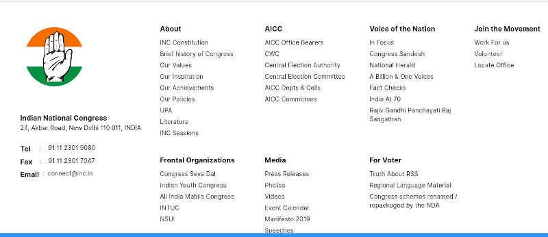 Congress website with contact details
