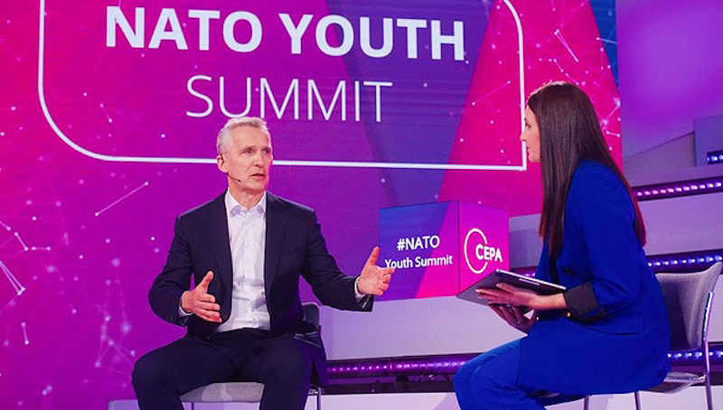 NATO Secretary General Jens Stoltenberg participating in the NATO Youth Summit on April 28, 2022. Photo: NATO