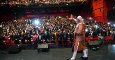 The prime minister of India Narendra Modi at the Community Reception in Berlin, Germany on May 02, 2022. Photo: PIB