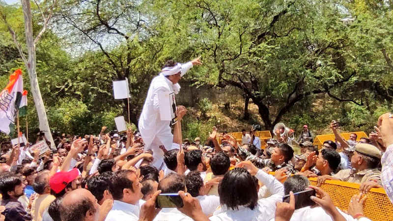 Congress protests against Modi government in Delhi on June 16, 2022. Photo: Congress