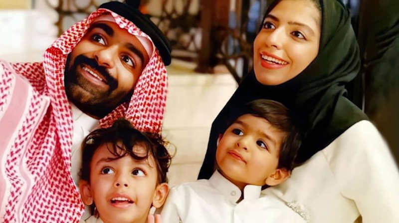 Saudi doctoral student Salma Al-Shehab pictured with her husband and two sons. Photo: UN / European Saudi Organisation for Human Rights