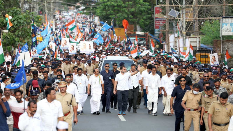 Congress leader Rahul Gandhi - along with his supporters - is travelling across the country on foot for his Bharat Jodo Yatra. Photo: Congress