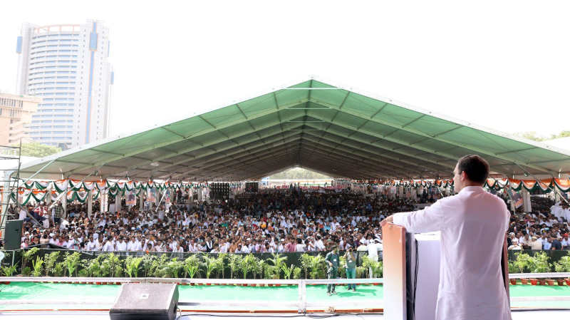 Congress leader Rahul Gandhi addressing a public rally in New Delhi on September 4, 2022. Photo: Congress