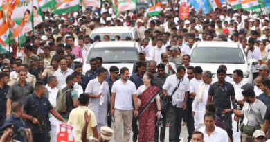 Congress leaders Rahul Gandhi and Sonia Gandhi participating in the Bharat Jodo Yatra or “Unite India March” in Karnataka on October 6, 2022. Photo: Congress