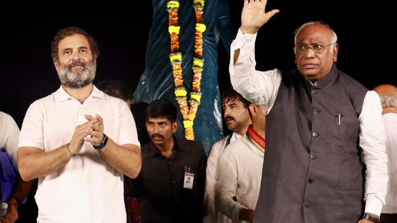 Congress leaders Rahul Gandhi and Mallikarjun Kharge. Photo: Congress (file photo)