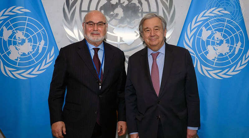 Jonathan Granoff with UN Secretary-General António Guterres. Photo: IACA