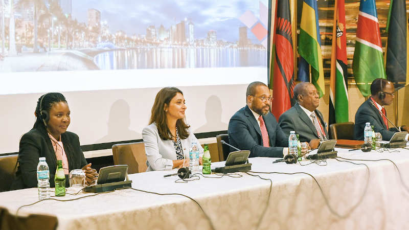 High-level opening, speakers (from right to left): Paulus Noa, SADC Anti-Corruption Committee; Pascoal Joaquim, Vice Chairperson, African Union Advisory Board against Corruption; Marcy Lopes, Minister of Justice and Human Rights; Zahira Virani, United Nations Resident Coordinator in Angola; Jane Marie Ongolo, Regional Representative, UNODC ROSAF. Photo: UNODC