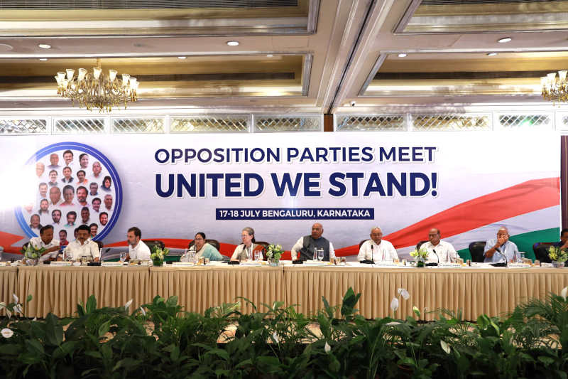 The opposition parties led by Congress held a two-day (July 17 and July 18) meeting in Bengaluru to form a united group called INDIA. Photo: Congress