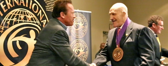 Arnold Schwarzenegger and Bruno Sammartino