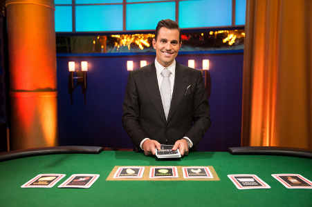 Host Bill Rancic gets ready to deal the cards in Food Network's Kitchen Casino