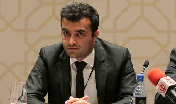 Human rights defender Rasul Jafarov at the Organization for Security and Co-operation in Europe (OSCE) Parliamentary Assembly in Baku in June 2014.