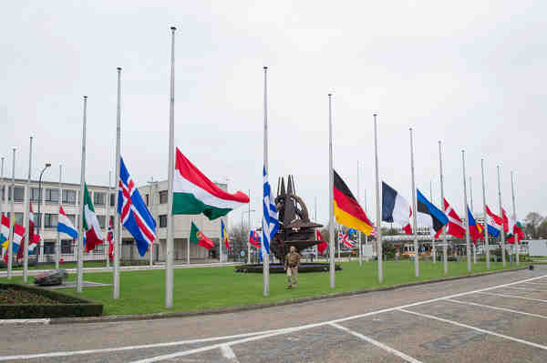NATO and Allied flags are flying at half-mast at NATO Headquarters