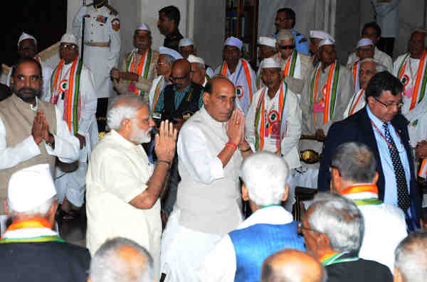 Narendra Modi at the 'At Home' reception for Freedom Fighters, hosted by the President Pranab Mukherjee, at Rashtrapati Bhavan, in New Delhi on August 09, 2016