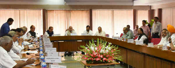 The Union Home Minister, Rajnath Singh chairing a preparatory meeting before the visit of All-Party Delegation to Jammu and Kashmir (September 4-5), in New Delhi on September 03, 2016