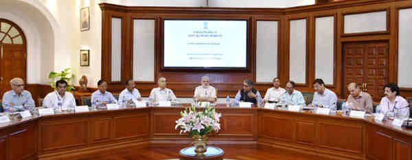 Narendra Modi chairing the meeting to review steps towards holistic development of islands, in New Delhi on September 20, 2016