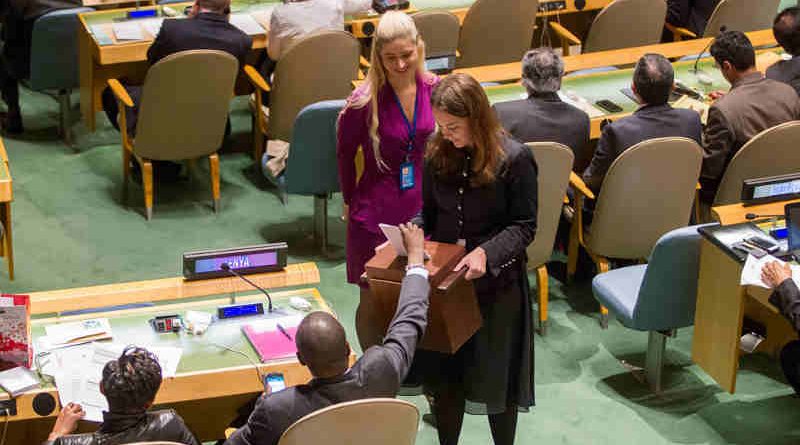 Collection of ballots at the 36th plenary meeting of the seventy-first session of the General Assembly, to elect 14 new members to the Human Rights Council. UN Photo / JC McIlwaine