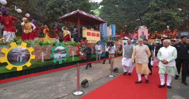 Narendra Modi visiting the exhibition at the Haryana Swarna Jayanti Celebration Ceremony venue, in Gurugram, Haryana on November 01, 2016. The Governor of Haryana, Prof. Kaptan Singh Solanki and the Chief Minister of Haryana, Shri Manohar Lal Khattar are also seen.