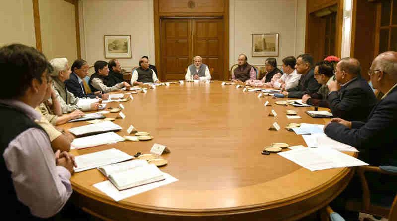 Narendra Modi chairing the meeting on demonetization, in New Delhi on November 13, 2016