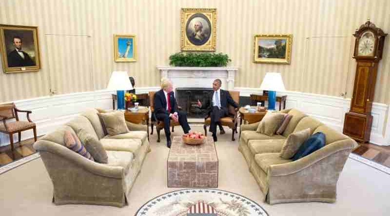 President Barack Obama meets with President-elect Donald Trump in the Oval Office, Nov. 10, 2016. (Official White House Photo by Pete Souza)