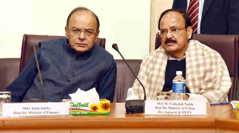 The Union Minister for Finance and Corporate Affairs, Shri Arun Jaitley and the Union Minister for Urban Development, Housing & Urban Poverty Alleviation and Information & Broadcasting, Shri M. Venkaiah Naidu at a meeting about proposed reforms for improving Ease of Doing Business in India, in New Delhi on December 19, 2016.