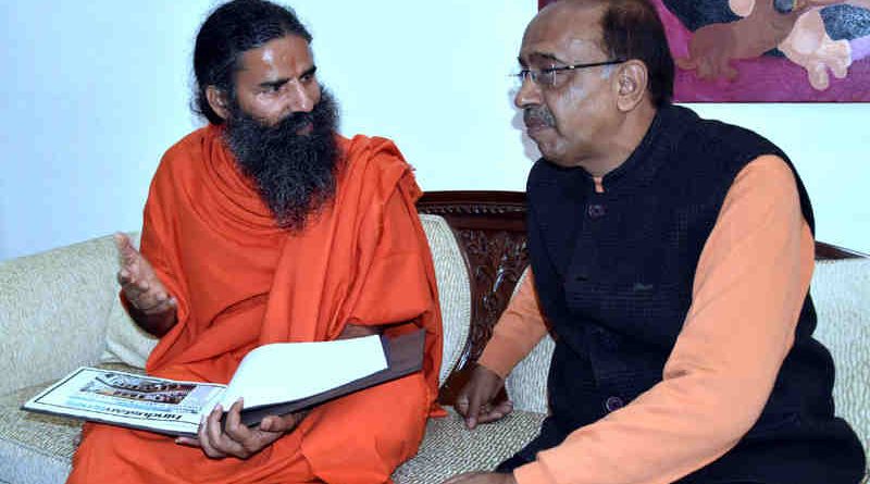 Yoga Guru Baba Ramdev meeting Minister Vijay Goel to promote yoga in sports - in New Delhi on December 06, 2016