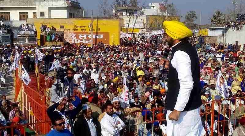 Bhagwant Mann addressing an election rally in Punjab on December 19, 2016