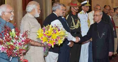 Lieutenant Governor of Delhi Najeeb Jung with Prime Minister and President of India