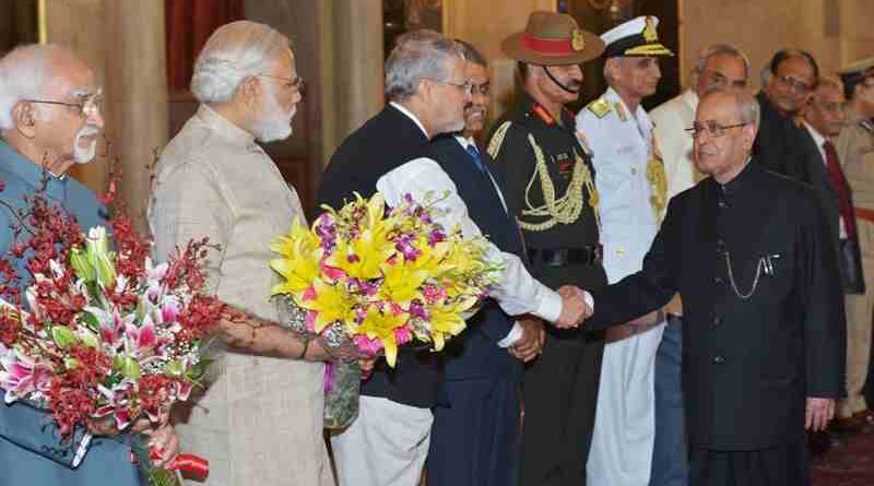 Lieutenant Governor of Delhi Najeeb Jung with Prime Minister and President of India