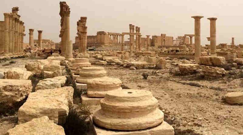 Destruction shown in April 2016 at the World Heritage site of Palmyra in Syria. Photo: ©UNESCO