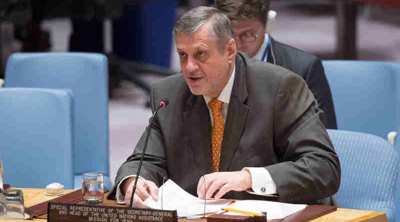 Ján Kubiš, Special Representative for Iraq and Head of the United Nations Assistance Mission for Iraq (UNAMI), addresses the Security Council meeting on the situation concerning Iraq. UN Photo / Eskinder Debebe