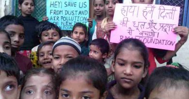 Children affected by dust and air pollution at the RMN Foundation free school for deserving children in Delhi. Photo by Rakesh Raman. Click the photo to meet the RMN Foundation School Children.