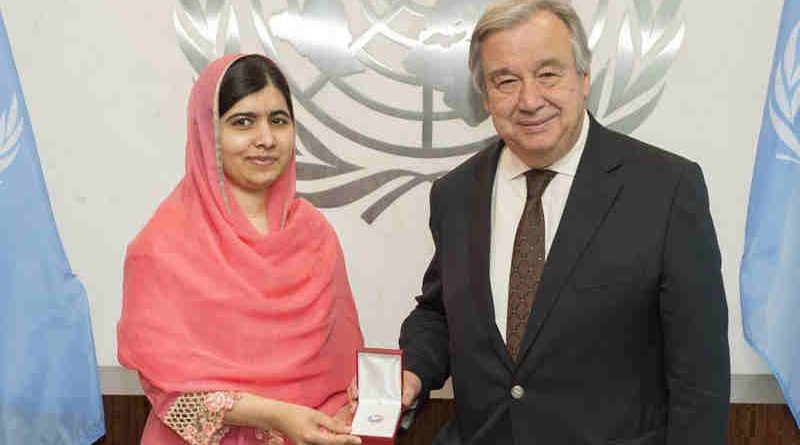 Secretary-General António Guterres designates children’s rights activist and Nobel Laureate Malala Yousafzai as a UN Messenger of Peace. UN Photo / Eskinder Debebe (file photo)