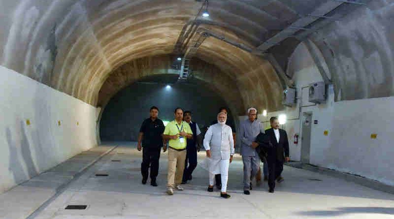 Narendra Modi visiting after inaugurating the Chenani-Nashri Tunnel, in Jammu and Kashmir on April 02, 2017