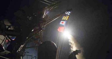 Missile Launch - The Arleigh Burke-class guided-missile destroyer USS Ross fires a tomahawk land attack missile while conducting naval operations in the Mediterranean Sea, April 7, 2017. Navy photo by Petty Officer 3rd Class Robert S. Price