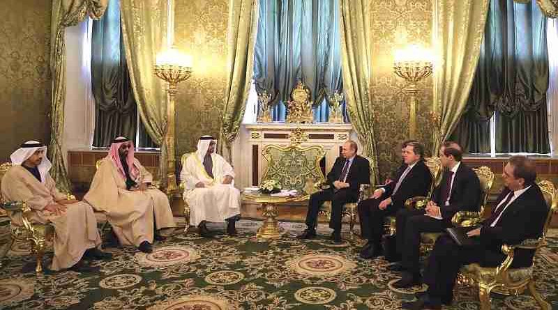 Vladimir Putin met at the Kremlin with Crown Prince of Abu Dhabi and Deputy Supreme Commander of the United Arab Emirates (UAE) Armed Forces Mohammed Al Nahyan.