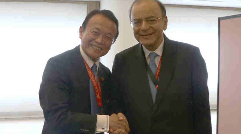 Arun Jaitley meeting the Finance Minister of Japan, Mr. Taro Aso, on the sidelines of the annual Asian Development Bank Board of Governors’ meeting, in Yokohama, Japan on May 07, 2017