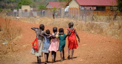 Refugee children walk home together after school in Nyumanzi refugee settlement. With thousands of new arrivals fleeing to Uganda every day, South Sudan is now AfricaÕs largest refugee crisis and the worldÕs third after Syria and Afghanistan Ð with less attention and chronic levels of underfunding. Photo: UNICEF