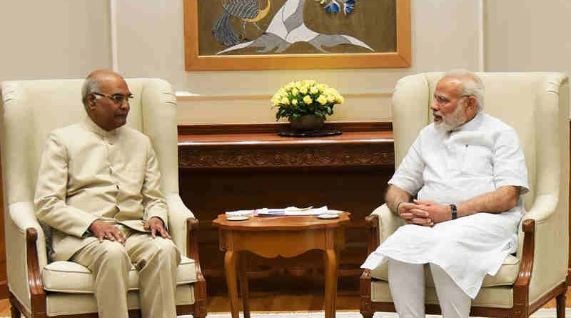 Ram Nath Kovind meeting the Prime Minister, Narendra Modi, in New Delhi on June 19, 2017
