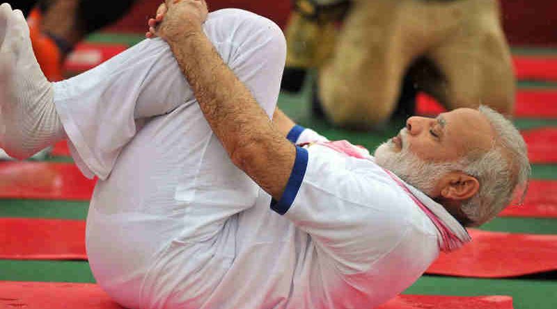 Narendra Modi participates in the mass yoga demonstration at the Ramabai Ambedkar Maidan, on the occasion of the 3rd International Day of Yoga - 2017, in Lucknow on June 21, 2017. (file photo)