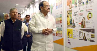 M. Venkaiah Naidu visiting after inaugurating an exhibition on Smart Cities, at the National Workshop on Urban Transformation, in New Delhi on June 23, 2017