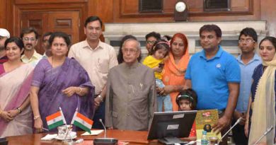 Pranab Mukherjee at the launch of the Mobile App ‘Selfie with Daughters’, at Rashtrapati Bhavan, in New Delhi on June 09, 2017