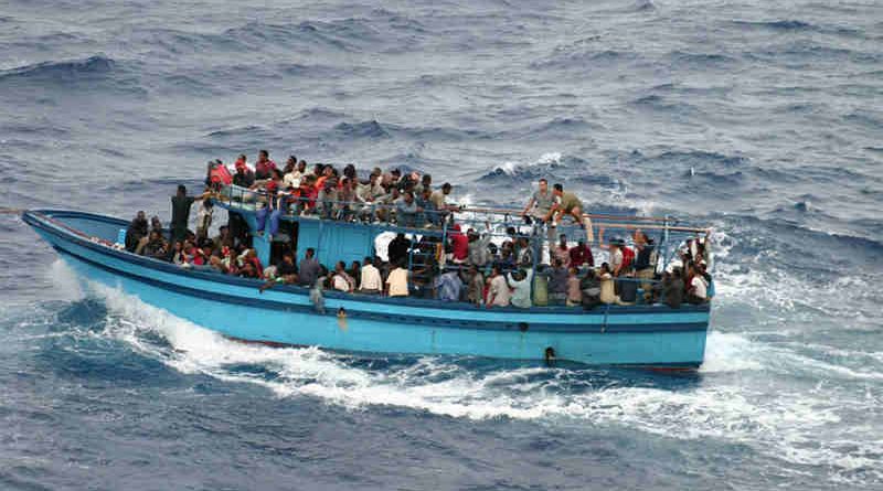 A boat carrying asylum seekers and migrants in the Mediterranean Sea. Photo: UNHCR/L.Boldrini