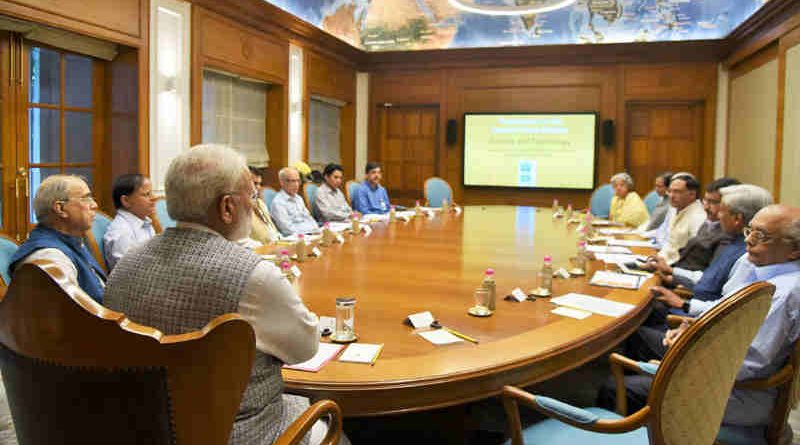 Narendra Modi meeting the top scientific officials of Government of India, in New Delhi on July 18, 2017