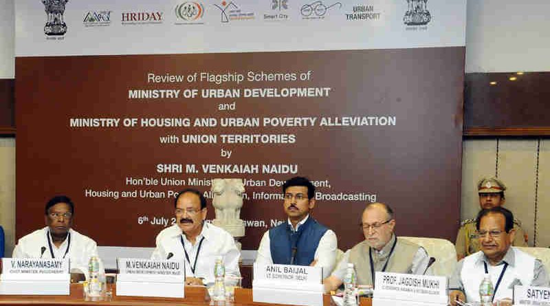 M. Venkaiah Naidu at a review meeting of flagship schemes of the Ministry of Urban Development and Housing & Urban Poverty Alleviation with Union Territories, in New Delhi on July 06, 2017