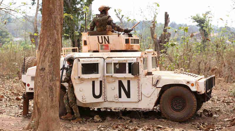 Peacekeepers with the United Nations Multidimensional Integrated Stabilization Mission in the Central African Republic (MINUSCA) on patrol in Bambari. Photo: MINUSCA (file photo)