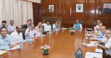 Rajnath Singh chairing a meeting to review the measures to check cybercrime in the financial sector, in New Delhi on September 19, 2017