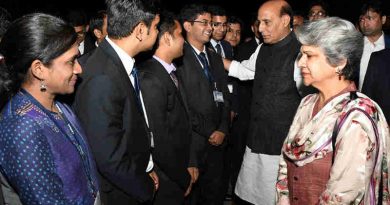 Rajnath Singh interacting with IAS probationers at the Lal Bahadur Shastri National Academy of Administration (LBSNAA), at Mussoorie, in Uttarakhand on September 28, 2017