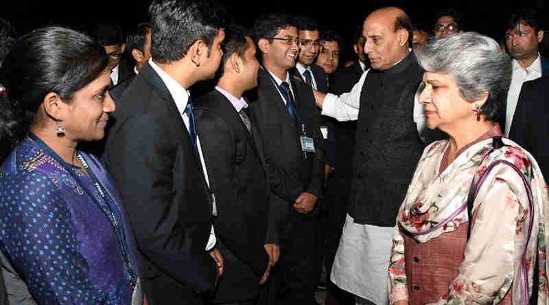 Rajnath Singh interacting with IAS probationers at the Lal Bahadur Shastri National Academy of Administration (LBSNAA), at Mussoorie, in Uttarakhand on September 28, 2017