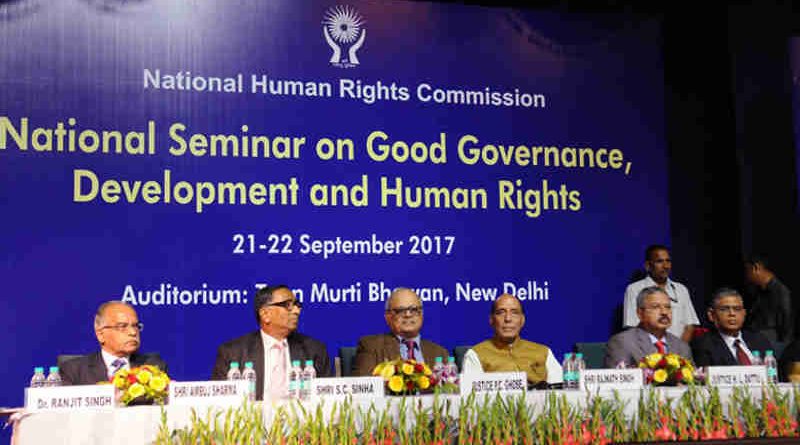 Rajnath Singh at the inauguration of the two-day National Seminar on Good Governance, Development and Human Rights, organised by the National Human Rights Commission (NHRC), in New Delhi on September 21, 2017